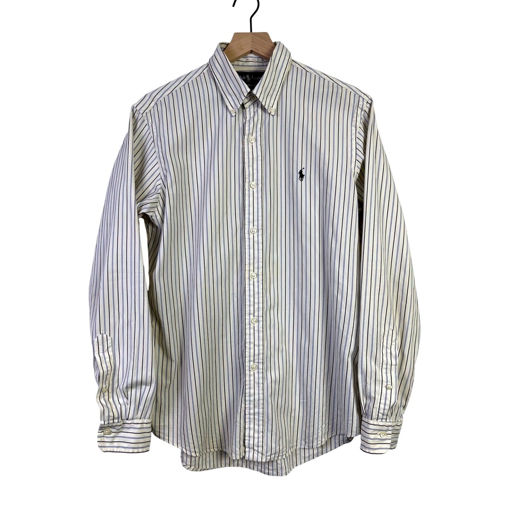 Ralph Lauren Custom Fit Striped Preppy Button Down Shirt Men's Long Sleeve M